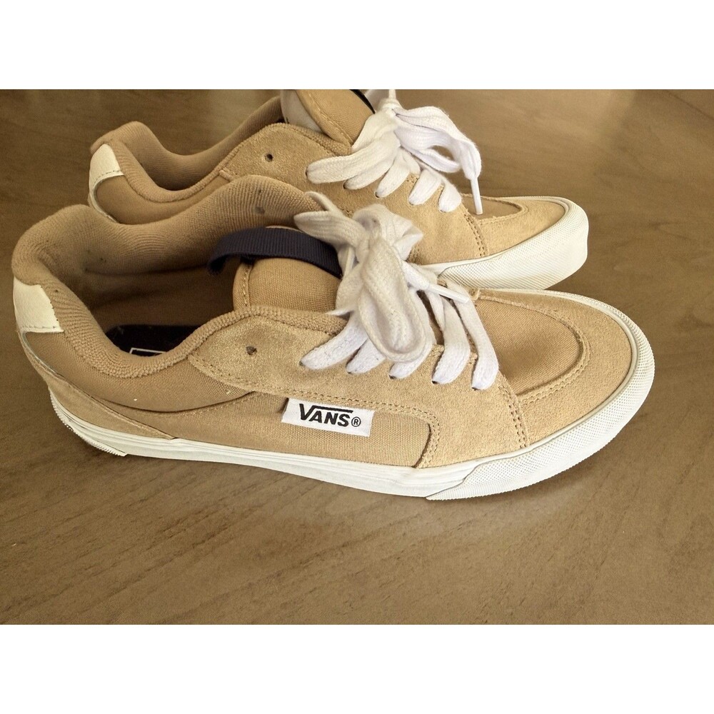 Vans Chukka Push Tan White Canvas Suede Skate Shoes VN000CZW4MG Mens Size 8.5